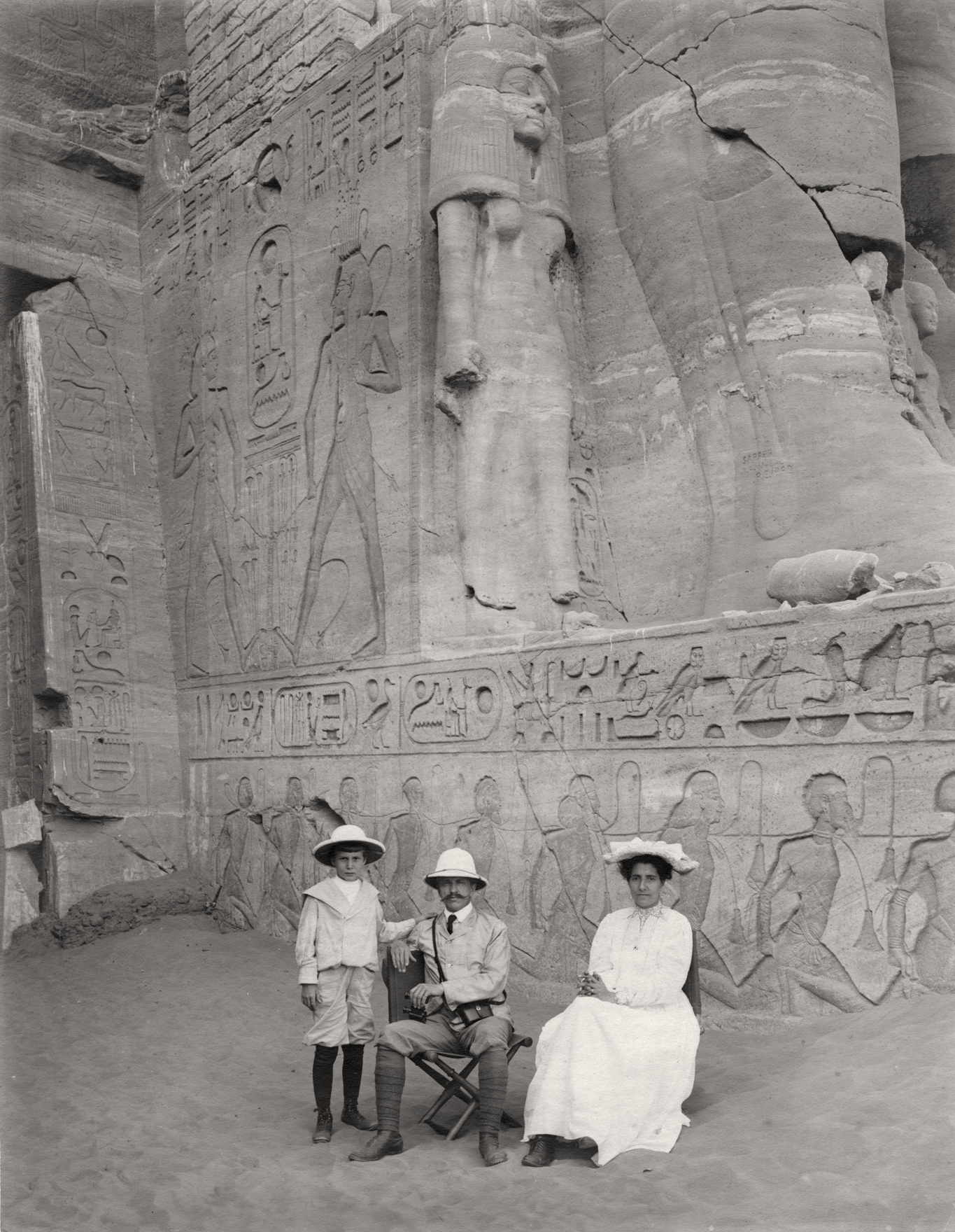OI founder James Henry Breasted and his family at Abu Simbel in 1906.