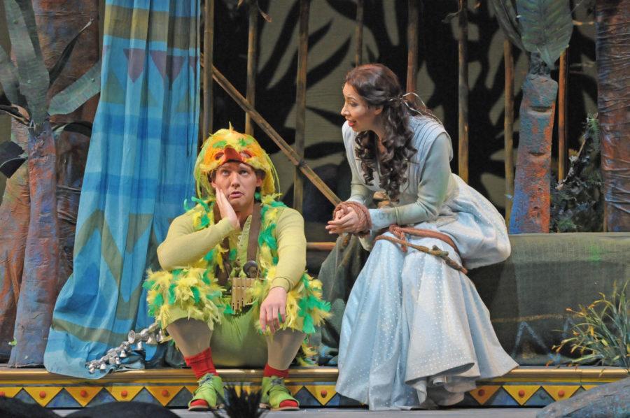 Papageno (Stephane Degout) and Pamina (Nicole Cabell) sing a little ditty.