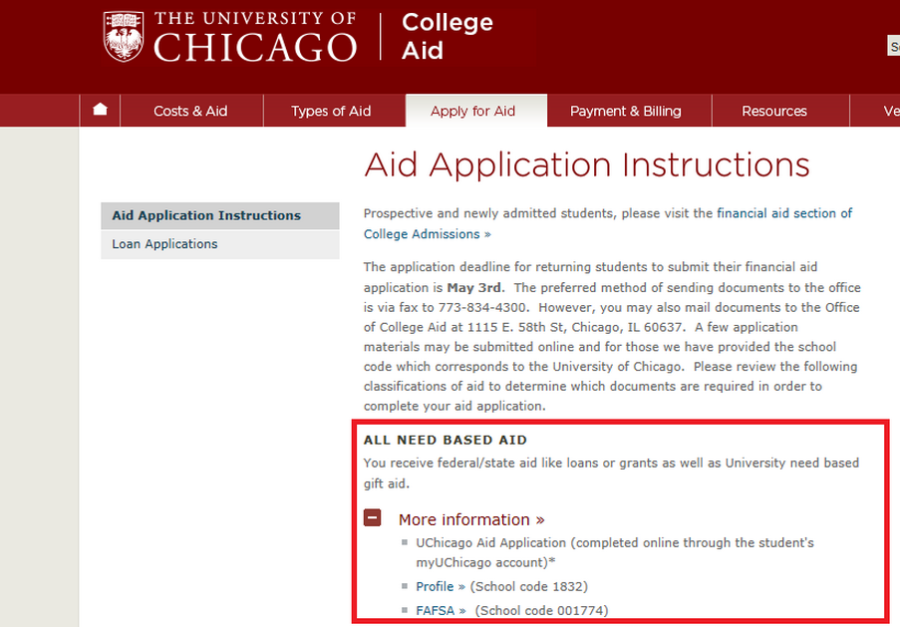The old page on the Universitys website for students applying for financial aid. This screenshot was posted on the Houses Committee on Oversight and Government Reform website.