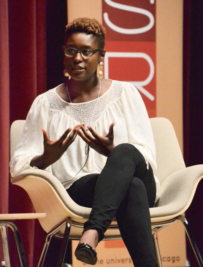 Writer, actress and producer Issa Rae at a discussion with students.