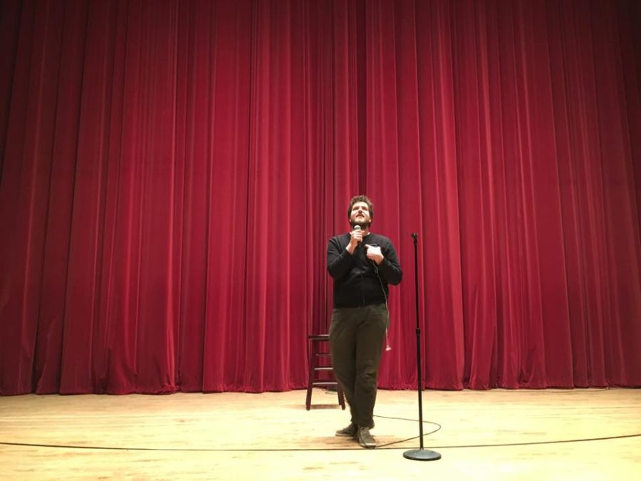 Fourth-year Peter Moller opened MAB’s Winter Comedy Show in Mandel Hall last Friday night.