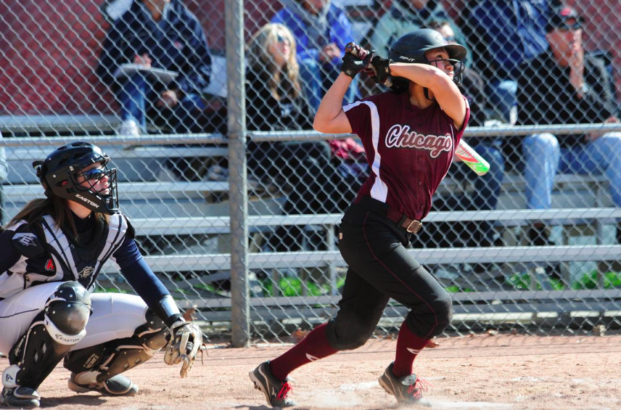 Third-year Anna Woolery bats in a game against Wheaton College last year.
