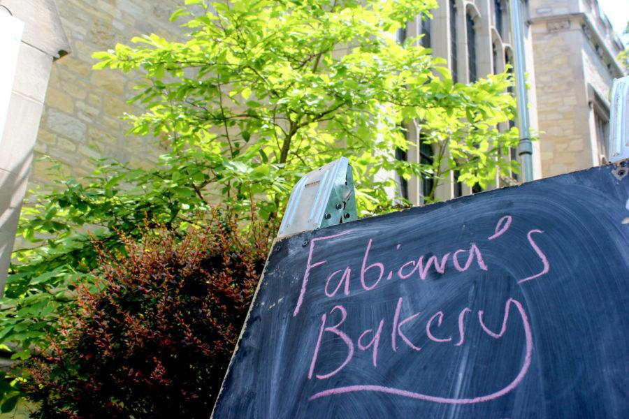 Chalkboard sign outside Fabianas Bakery. 