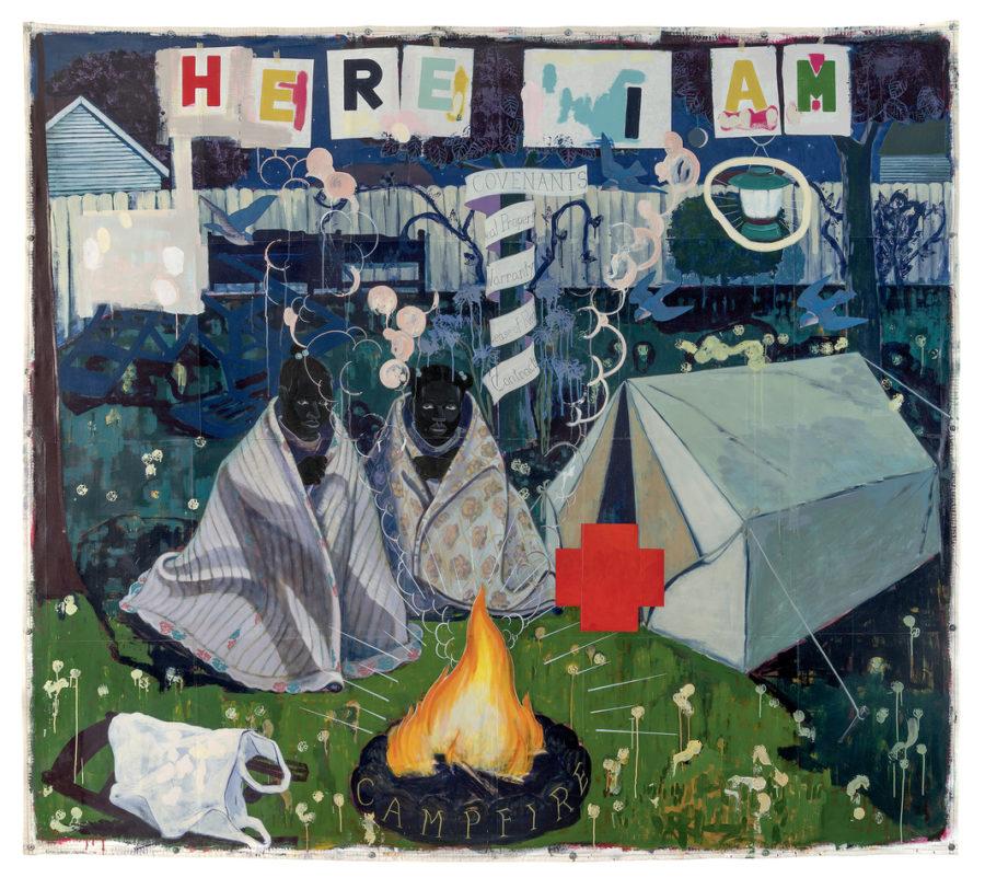 Campfire Girls, by Kerry James Marshall, explores black identity, a dominant theme in his work.