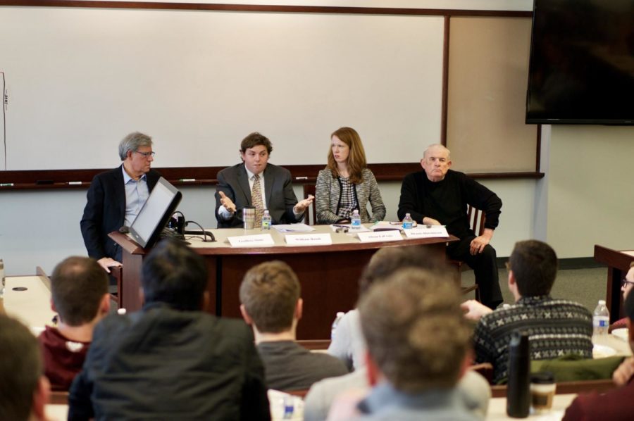 Law School professors Geoffrey Stone, William Baude, and Alison LaCroix sit down with fellow Professor Dennis Hutchinson to discuss the future of the Supreme Court and the nomination of Neil Gorsuch on February 20.