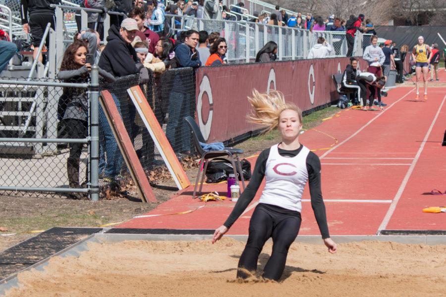 Third-year Vivian Barclay completes a jump.