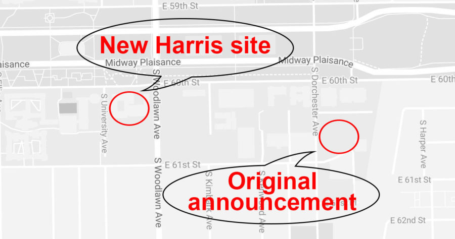 Administrators+appear+to+be+considering+a+large+dorm+for+the+site+of+the+Harris+School%2C+which+is+moving+to+the+New+Grad+building.+Its+not+clear+if+this+means+previously+announced+plans+are+off+for+a+dorm+at+61st+and+Dorchester.