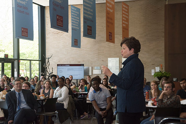 Former Senior Advisor to Obama Valerie Jarrett spoke to Harris School students at an event in May.