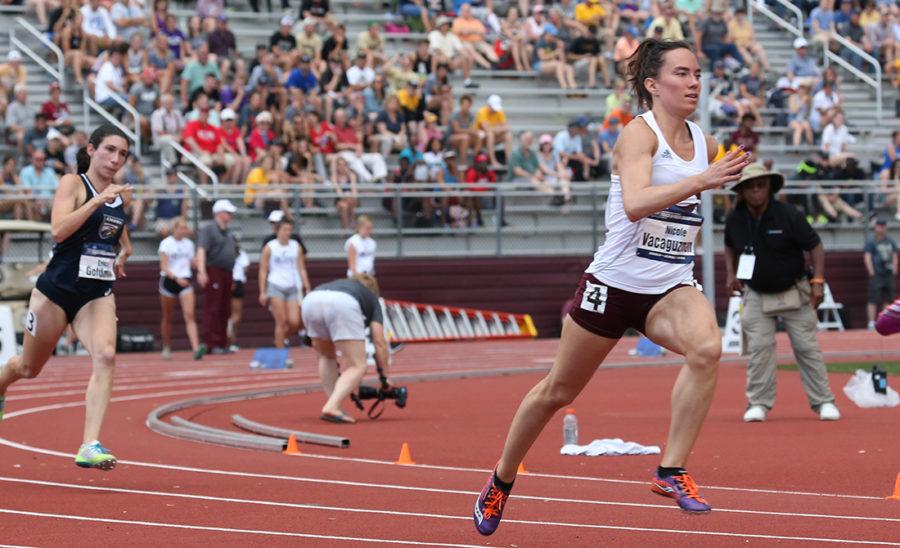 Third-year Nicole VacaGuzman is captured sprinting during her 400m dash.