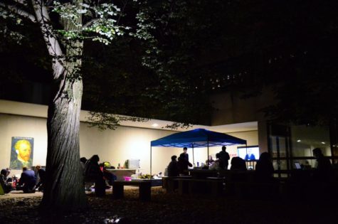 Students spend the night camping outside the Smart Museum to be first on line for the Art to Live with program.