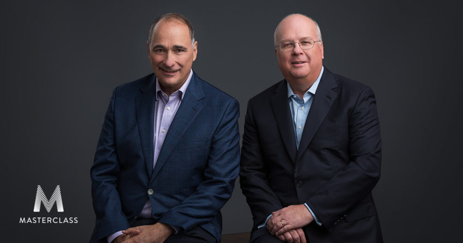 David Axelrod and Karl Rove team up to teach a MasterClass on Campaign Strategy and Messaging.