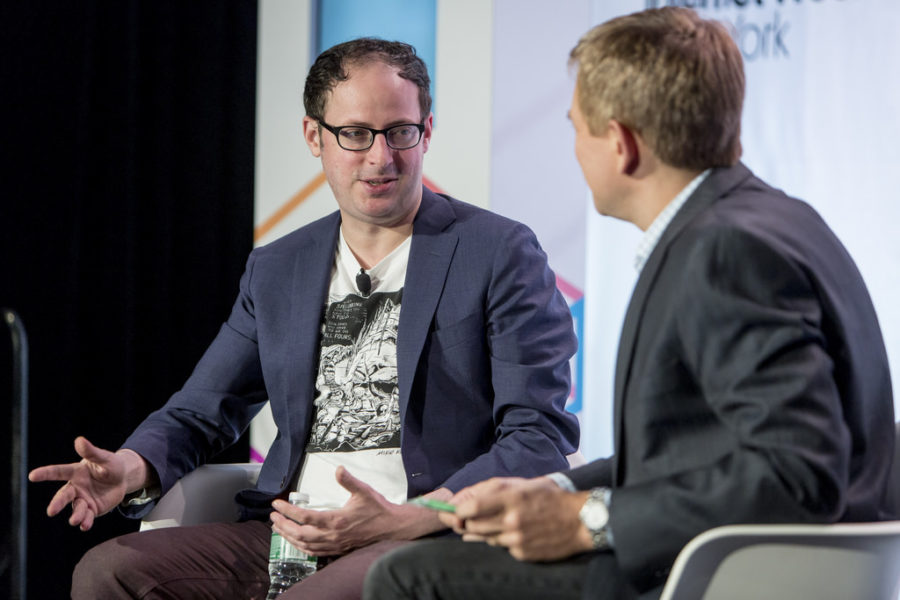 Nate Silver in Conversation with NY1s Pat Kiernan during Internet Week New York in 2015.