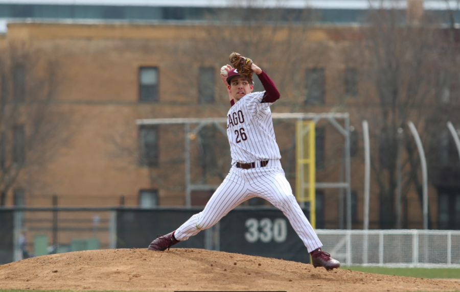 Joe Liberman pitching in a 2019 game. Courtesy of UChicago Athletics.