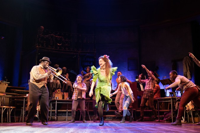 Nathaniel Cross and Amber Gray in Hadestown, which recently opened on Broadway.