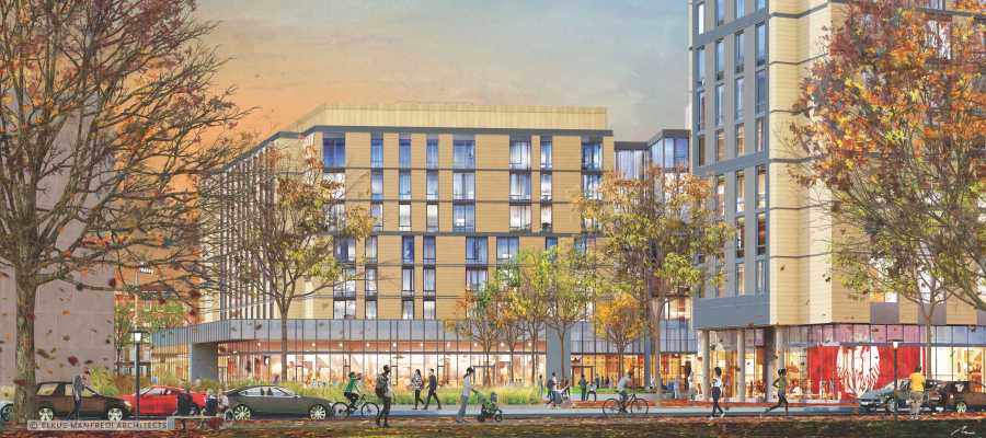 A rendering of Woodlawn Residential Commons, currently under construction.
