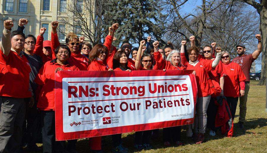 Members of the Illinois chapter of National Nurses United