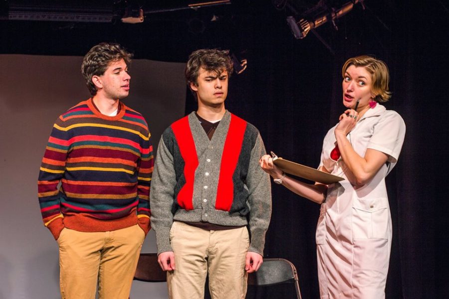 (right to left)  Gabriel Rourke, Emil Sohlberg and Matilda Kupfer in The Hardy Boys & The Mystery Of Where Babies Come From by Christopher Durang, directed by Afriti Bankwalla