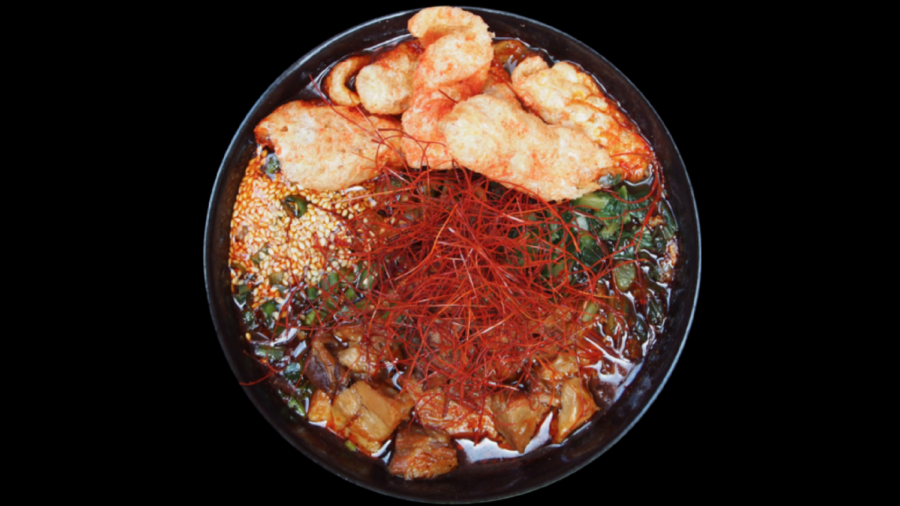 The ultra-spicy Monster Hell Ramen Challenge bowl.