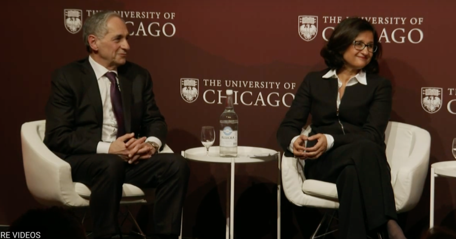 President Zimmer on a panel in Davos, Switzerland, alongside Minouche Shafik, director of the London School of Economics and Political Science.