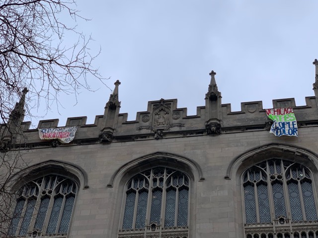 On January 30th, UChicago United dropped a banner reading, UChicago Hates People of Color, from Harper Memorial Library.