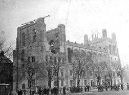 The West Tower of Harper Memorial Library collapsed during construction in 1911.