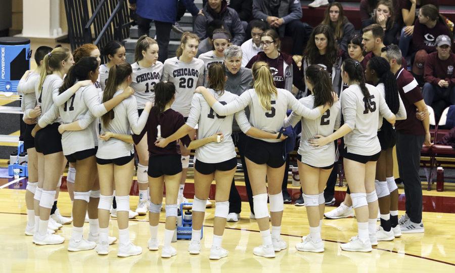 The women’s volleyball team at their final match of the 2019 season.