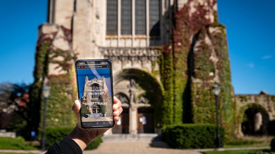 Rockefeller Chapel reimagined through augmented reality in Jenny Holzers (EX 74) new public art project.