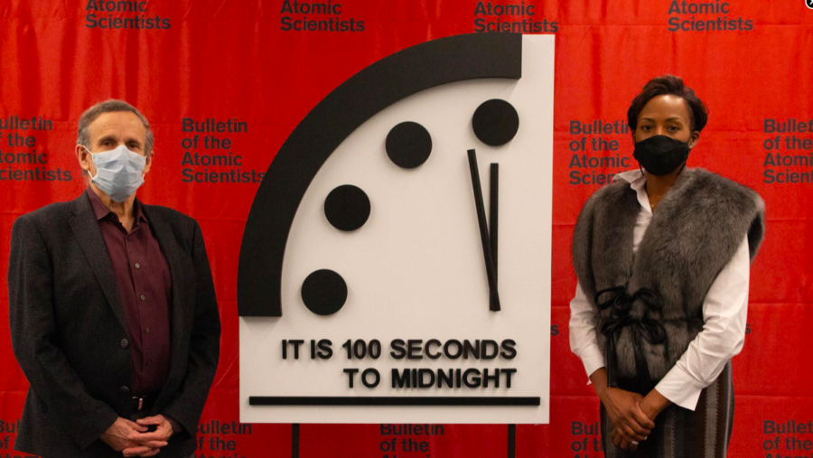 A photo of the Doomsday Clock announcement ceremony on January 27th, 2021.