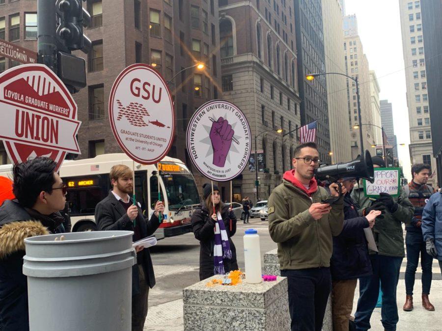 UChicago Graduate Students United Co-President for Bargaining, Claudio Gonzales, addressed representatives of several Chicago-area graduate student unions.