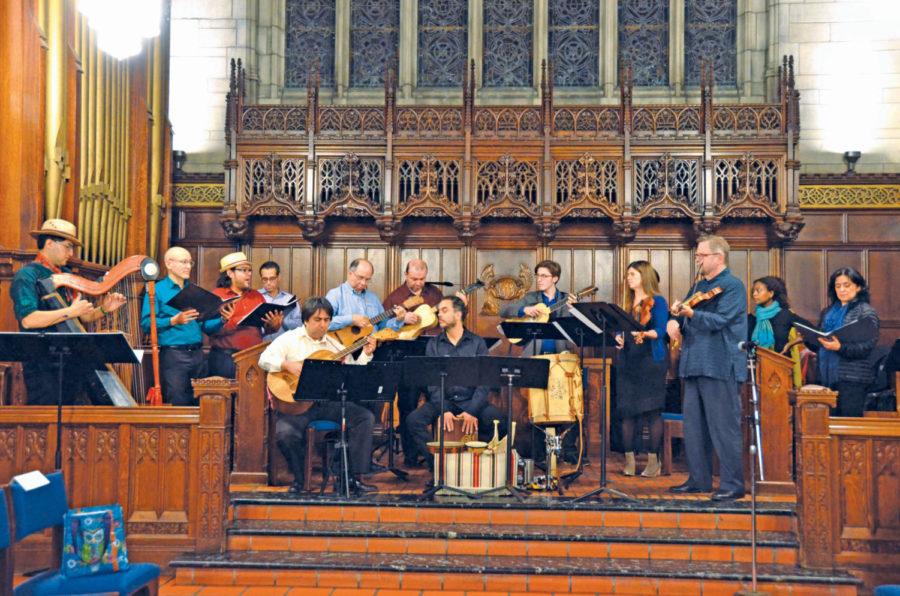David Douglass (on the right) performs with the Newberry Consort.