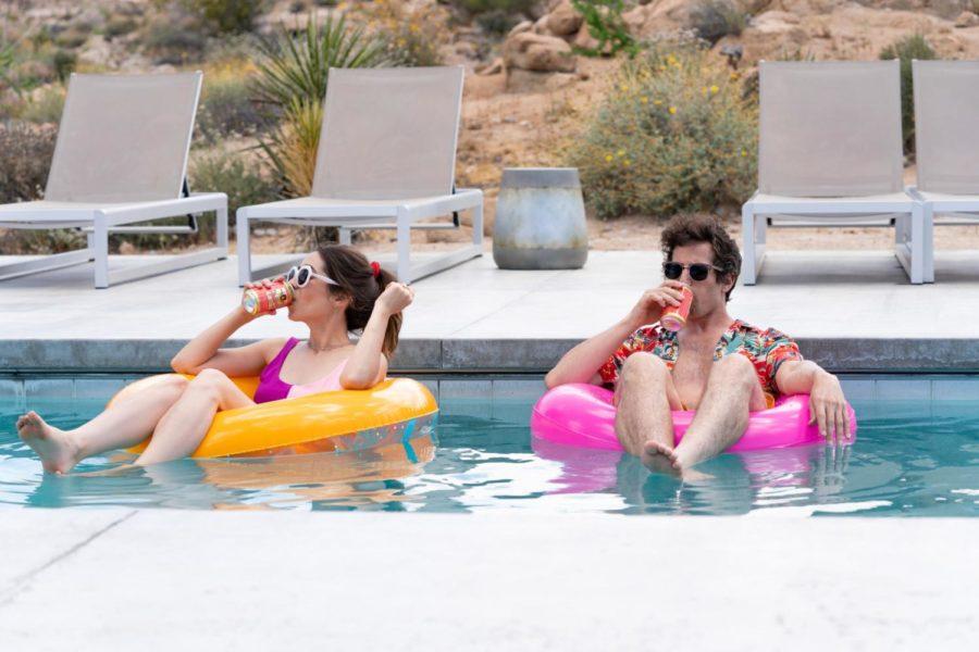 Cristin Milioti and Andy Samberg star in the modern rom-com, Palm Springs.