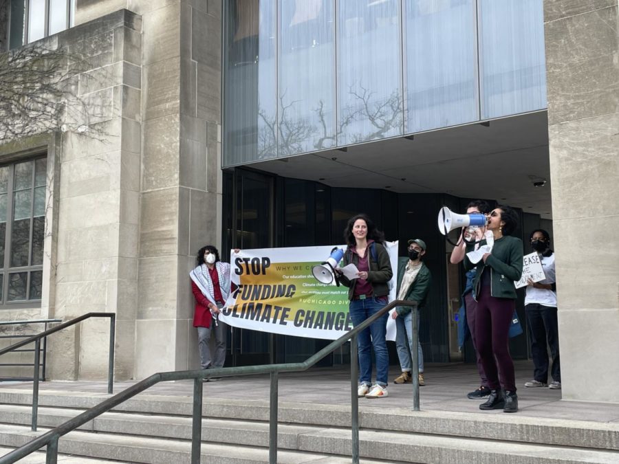 Attendees at an Environmental Justice Task Force rally on April 29 gave speeches in support of University divestment.