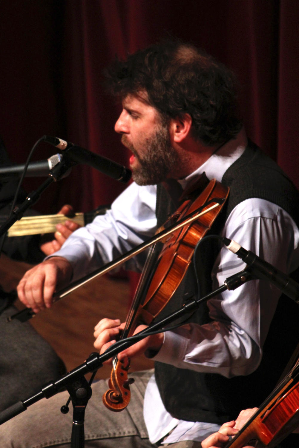 Fiddler Rhys Jones plays with the old time band Bigfoot at Sunday night's show.