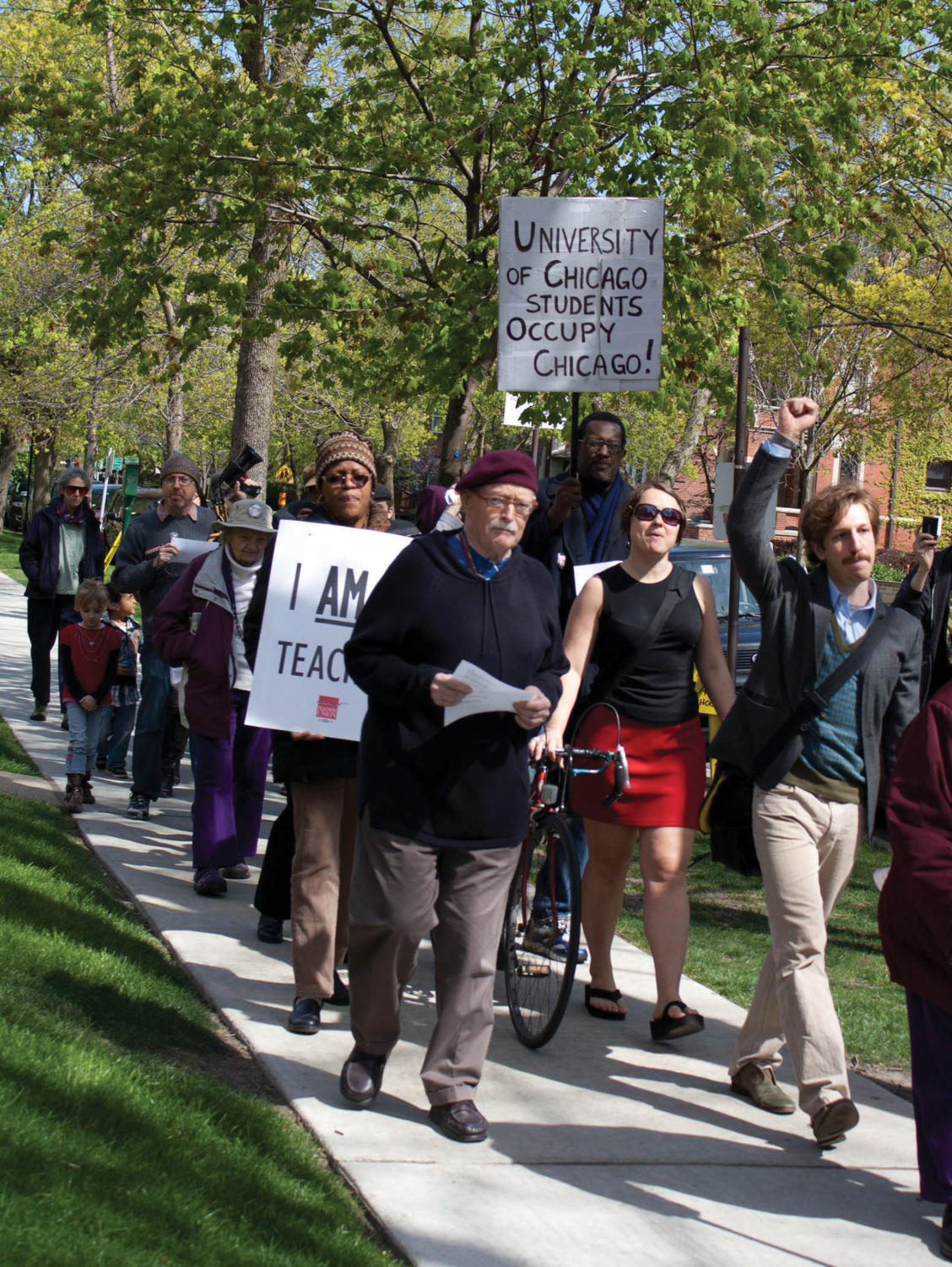 University of Chicago students and affiliates march against Milton Friedman in Saturday's Occupy the Southside protests.