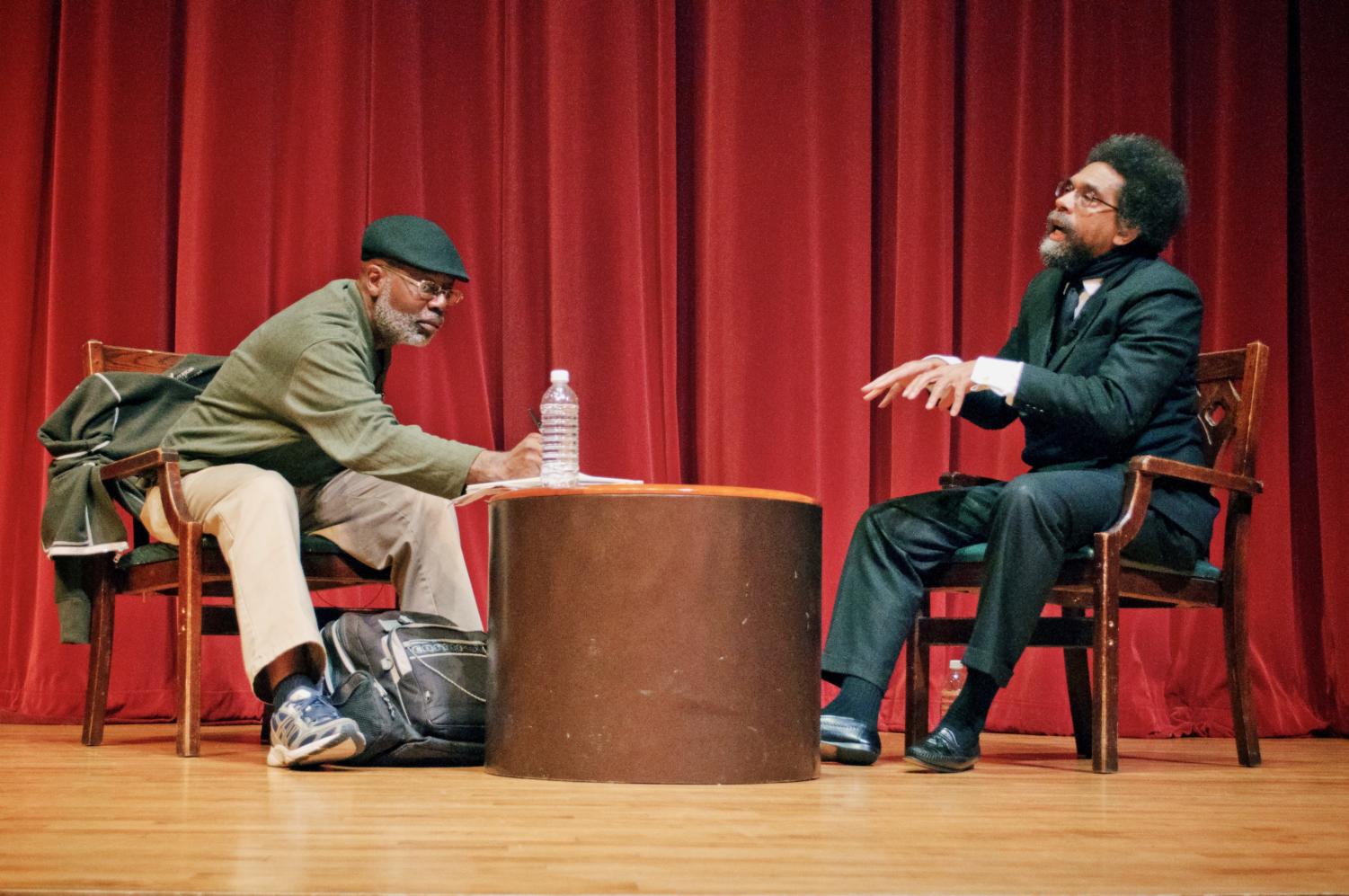 Carl Dix and Cornel West discuss unique obstacles facing our nation’s youth and what potential solutions can be brought to bear in resolving them at Mandel Hall on Monday evening.