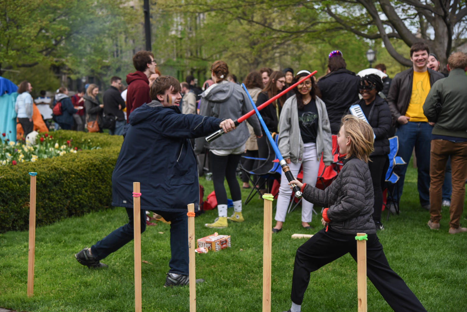 Scavvies participate in a lawn game at Tailgate on Friday.