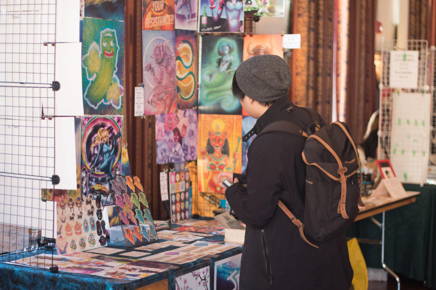 Attendees check out Artist’s Alley, where UChicago students and community members sold their original fan-art.
