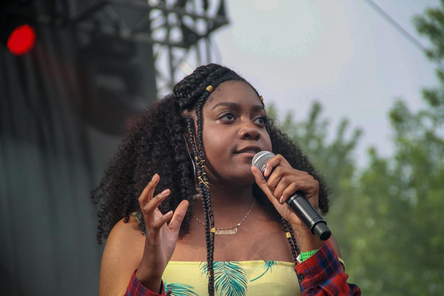 Noname performing on Sunday at the Pitchfork Music Festival.