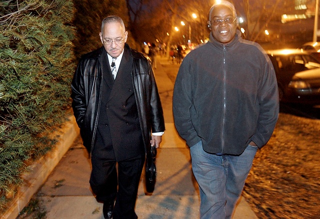 Rev. Jeremiah Wright leaves Rcokefeller Chapel on Tuesday night after delivering a lecture for the Workshop on Race and Religion.