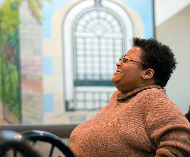 Carlos Drazen, a member of the Hyde Park Caf Society, laughs during the Society's weekly Thursday meeting in Valois Cafeteria. The Caf Society seeks to bring about greater media literacy and more informed citizens through weekly discussions stimulated by current issues.