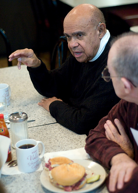 Bill Browning, a member of the Hyde Park Caf Society, reflects on some of the topics of conversation at the Society's weekly Thursday meeting in Valois Cafeteria. The Caf Society seeks to bring about greater media literacy and more informed citizens through weekly discussions stimulated by current issues.