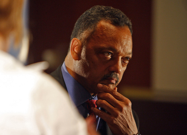 Reverend Jesse Jackson Sr. takes a moment to reminisce about Election Night after Vice President Ann Marie Lipinski asks him a question about President Obama's speech in Grant Park.