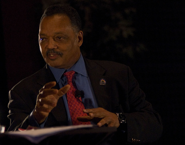 Reverend Jesse Jackson Sr. speaks on funding a higher education in the Max Palevsky Cinema in Ida Noyes last Monday. This event was jointly organized by the University Community Service Center and the Office of Civic Engagement.