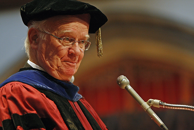 Martin E. Marty gives the faculty address at the University's 500th Convocation Ceremony on Saturday. Marty is the Fairfax M. Cone Distinguished Service Professor Emeritus at the Divinity School with seventy-five honorary doctorates.