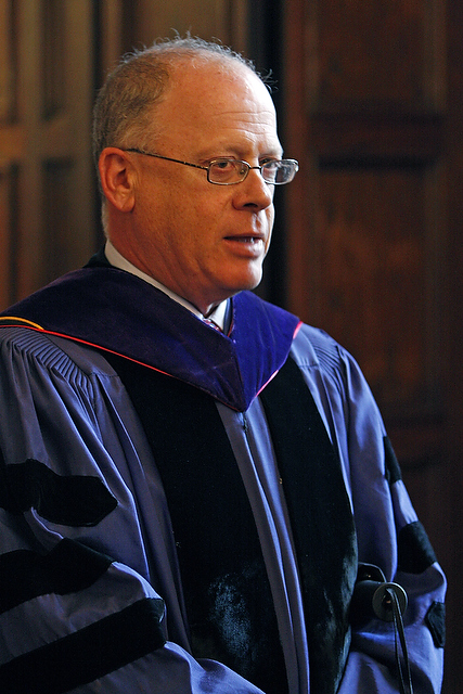 Dean of the University of Chicago Law School Saul Levmore awaits the commencement of the 500th Convocation Ceremony on Saturday.