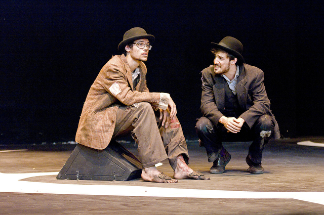 Fourth-year Aaron Horton (left) and second-year Ricky Zacharias (right) rehearse for the University Theater production 