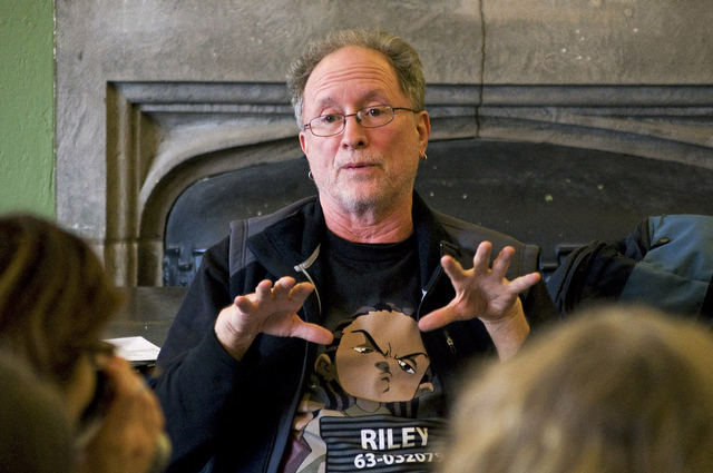 Bill Ayers speaks about juvenile detention in Chicago at the Continuing Legacy of Racism discussion at University Church on Sunday.
