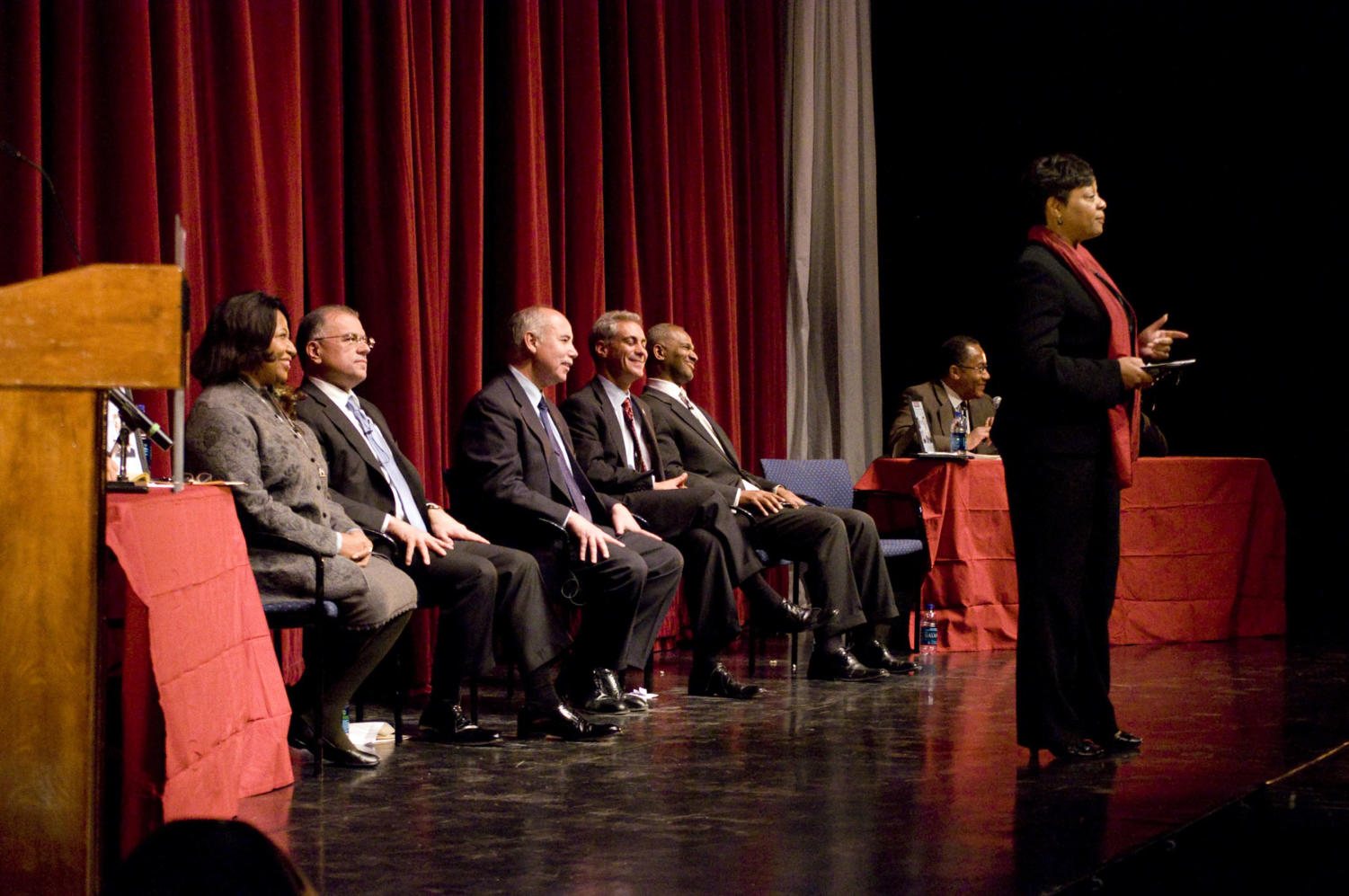 Many times throughout the evening, Watkins stood to address the audience, including during her closing remarks.