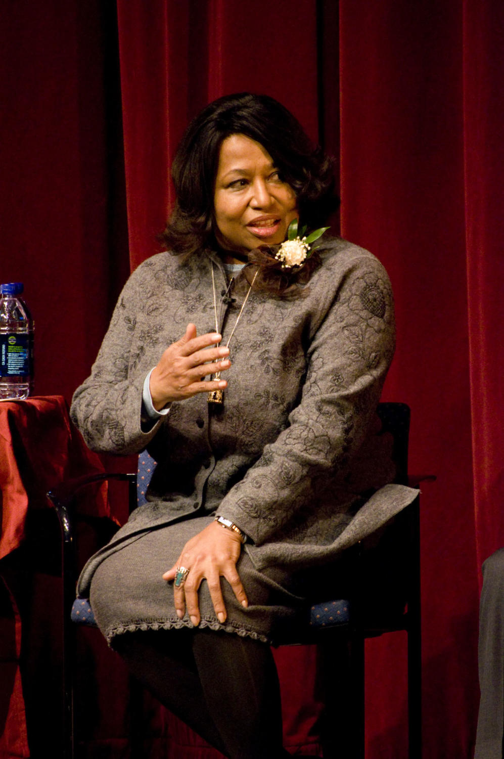 Carol Mosley Braun gave her opening remarks in the mayoral debate hosted by The Defender.