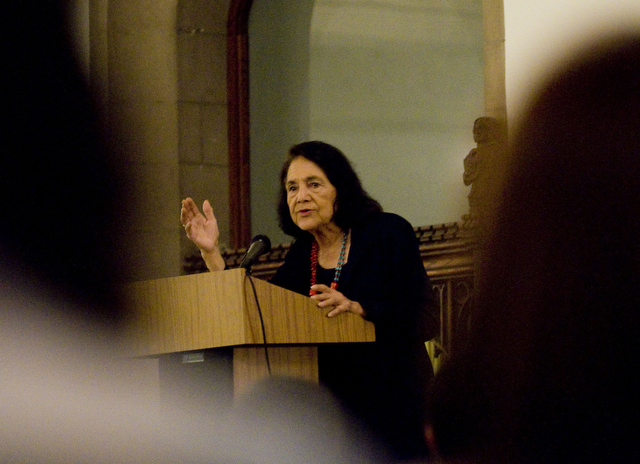 Huerta discussed contemporary political issues in her speech at the Cloister Club in Ida Noyes on Wednesday night.